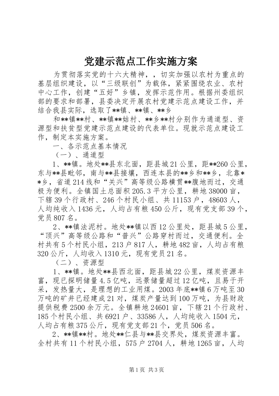 党建示范点工作方案 _第1页