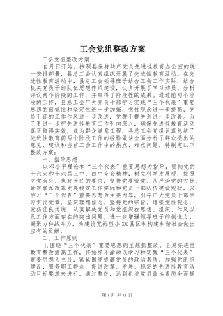 工会党组整改实施方案 