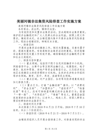 美丽河镇非法集资风险排查工作方案 