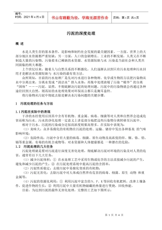 污泥的深度处理概述