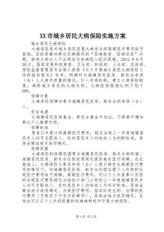 XX市城乡居民大病保险方案 