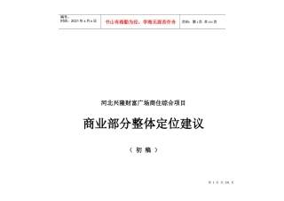 河北兴隆县财富广场商住综合项目整体定位建议_100页_XXXX年