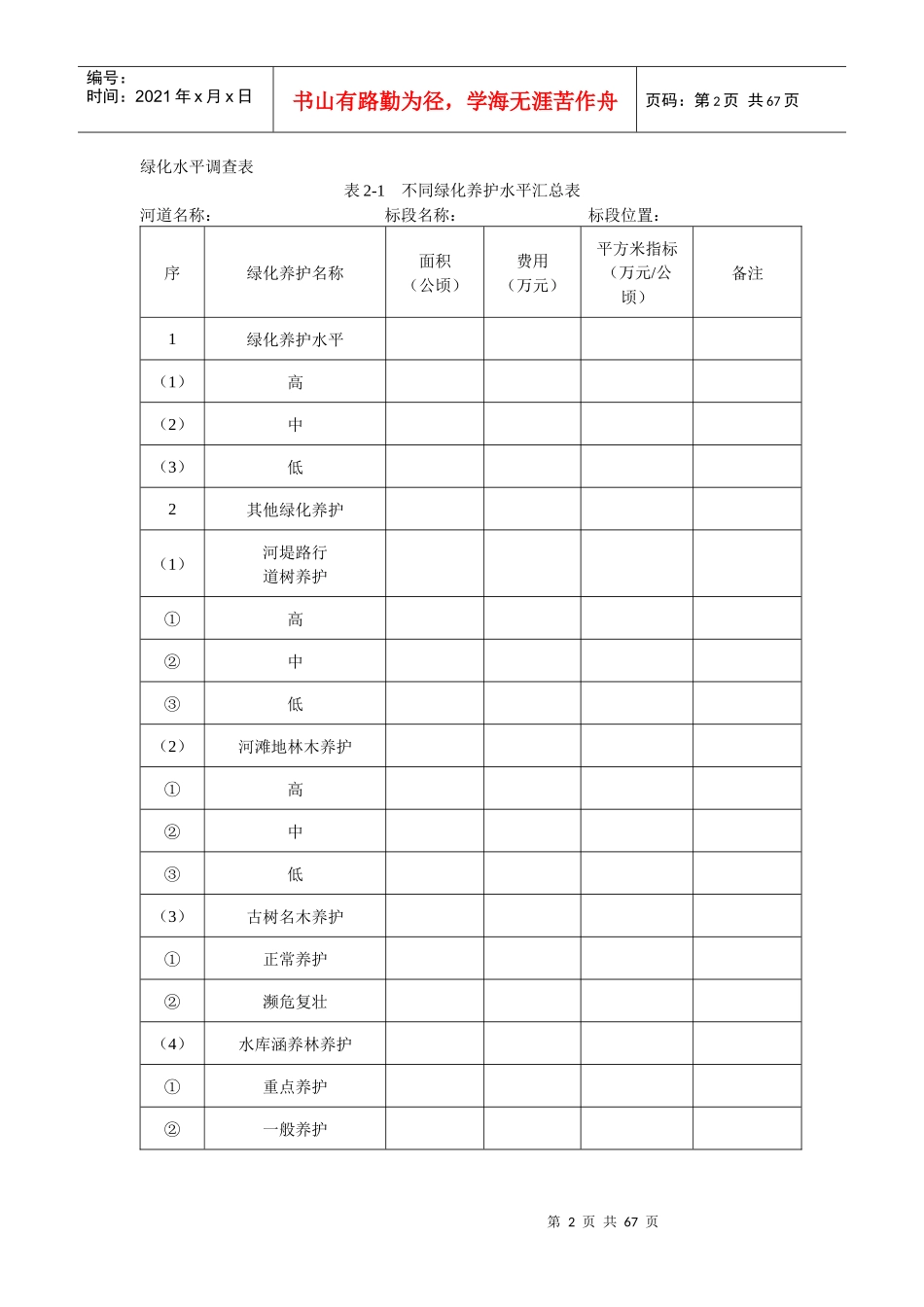 河道定额调查问卷表初稿_第2页