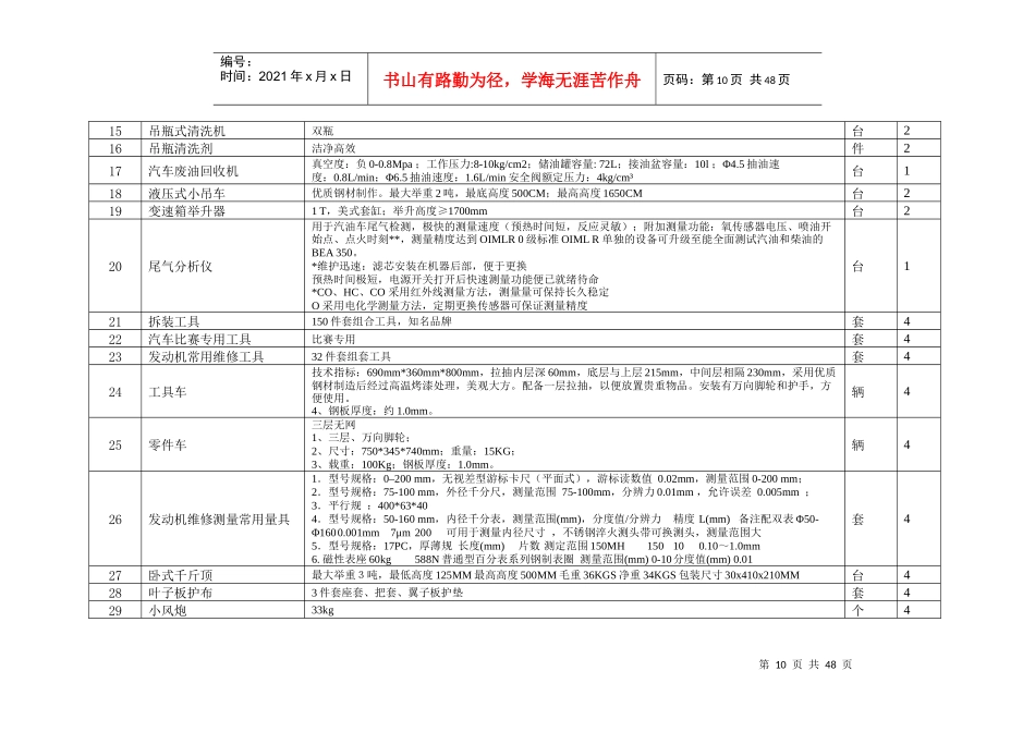 汽车运用与维修实训基地项目设备需求及技术规格要求一_第3页