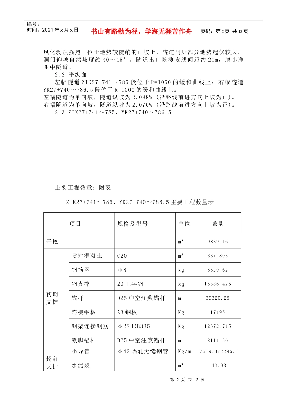 洞身Ⅴ级开挖与锚喷支护施工组织设计文字说明_第2页