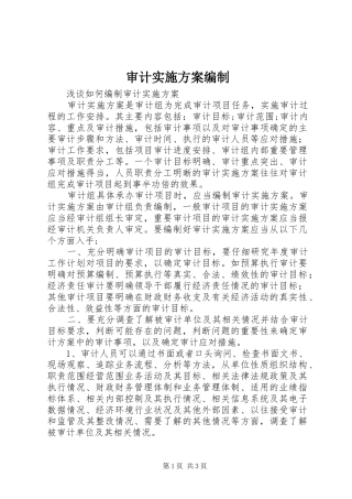 审计方案编制 
