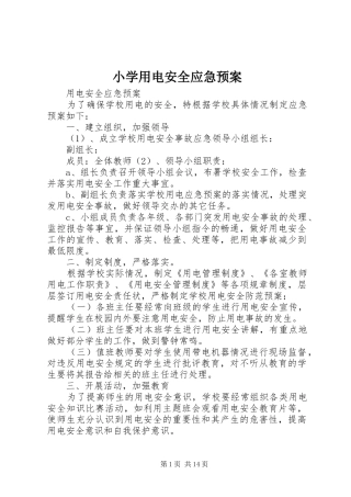 小学用电安全应急处置预案 