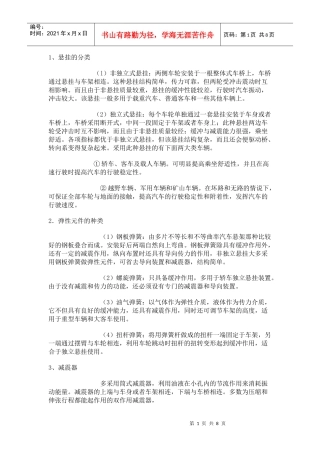 汽车悬挂分类及特点