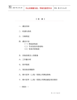 泰兴皮件网站建设项目建议书(1)