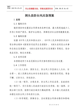 洞头县防台风应急预案
