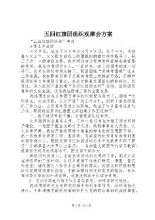 五四红旗团组织观摩会实施方案 