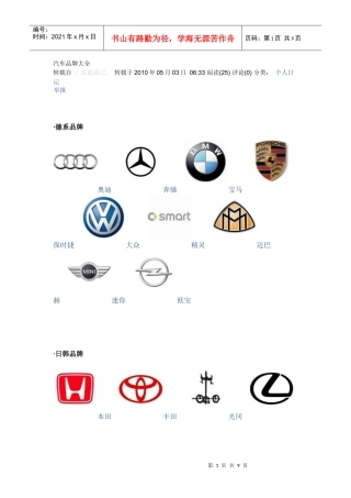 汽车品牌大全 - Qzone日志(转载)