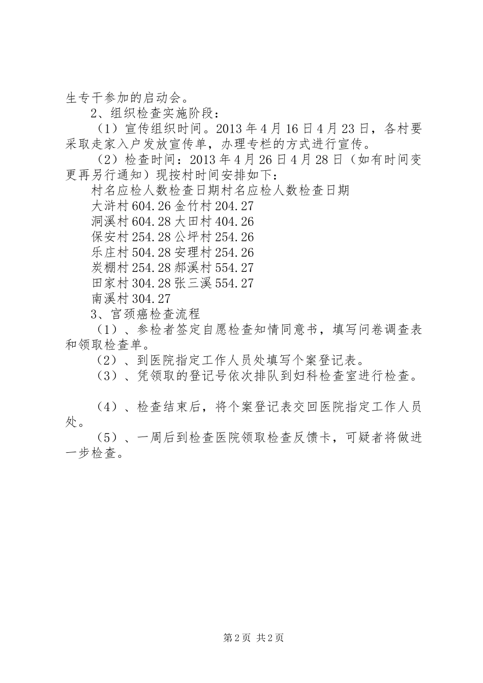 XX年农村妇女病普查方案 _第2页