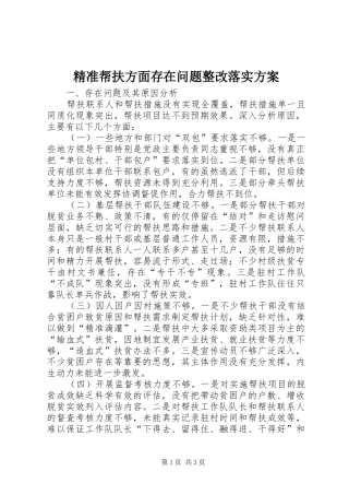 精准帮扶方面存在问题整改落实实施方案 