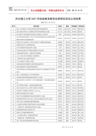 河北理工大学校级教育教学改革研究项目立项结果