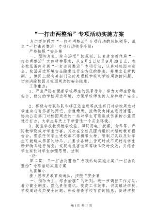 “一打击两整治”专项活动方案 