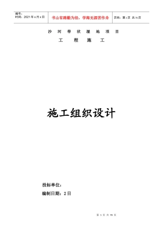 沙河带状湿地治理施工组织设计