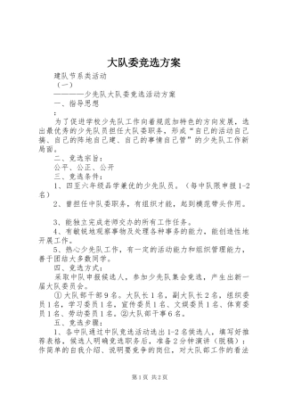 大队委竞选实施方案 