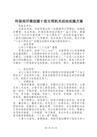 环保局开展创建十佳文明机关活动方案 