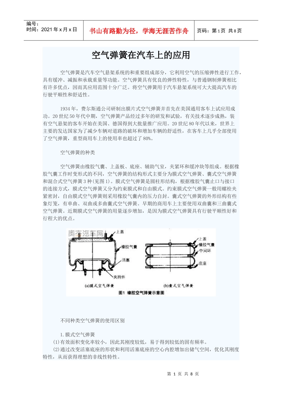 汽车空气弹簧的应用_第1页