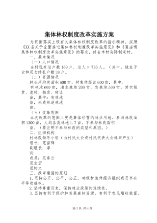 集体林权制度改革方案 