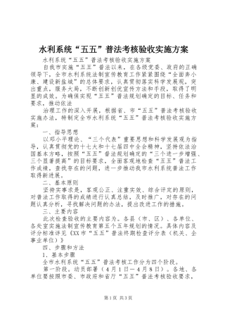 水利系统“五五”普法考核验收方案 