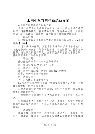 水田中学百日行动活动实施方案 