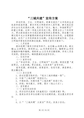 “三城共建”宣传实施方案 
