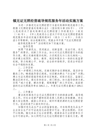 镇无证无照经营疏导规范服务年活动方案 