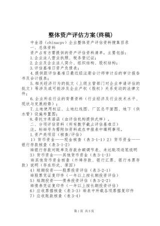 整体资产评估实施方案(终稿) 