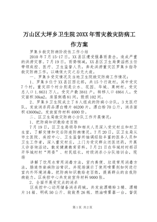 万山区大坪乡卫生院20XX年雪灾救灾防病工作实施方案 
