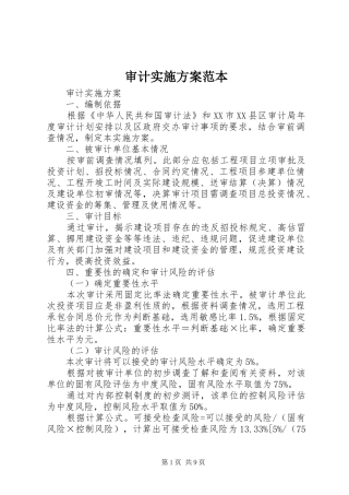审计方案范本 