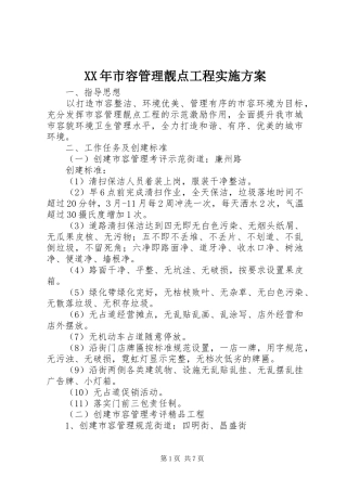 XX年市容管理靓点工程方案 