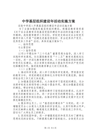 中学基层组织建设年活动方案 