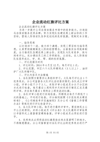 企业流动红旗评比实施方案 