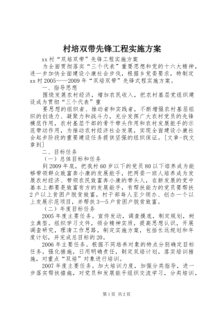 村培双带先锋工程方案 