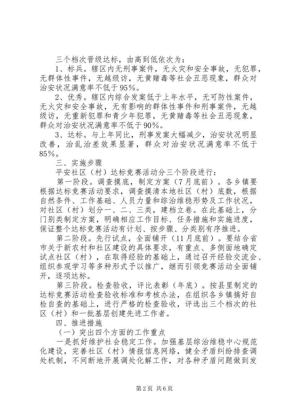 平安社区（村）达标竞赛活动实施方案 _第2页