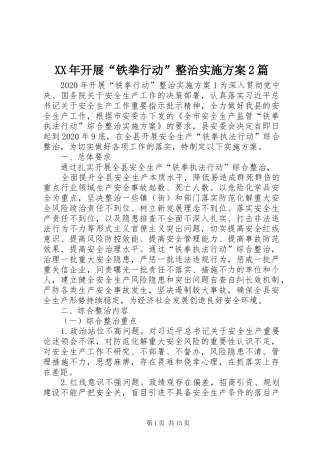 XX年开展“铁拳行动”整治方案2篇