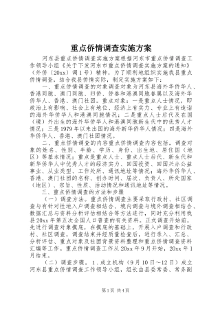 重点侨情调查方案 