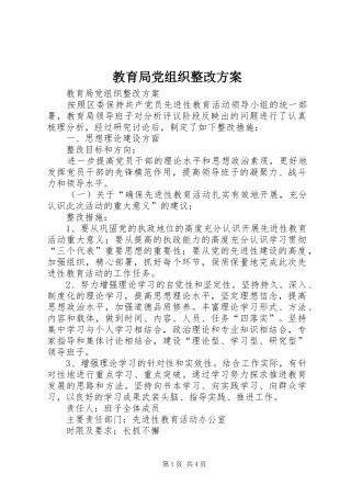 教育局党组织整改实施方案 