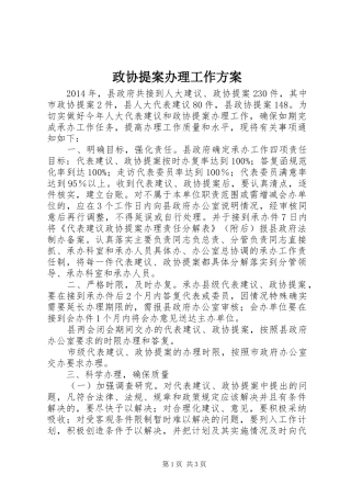政协提案办理工作实施方案 