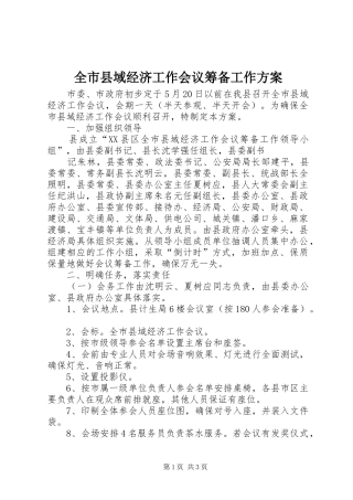 全市县域经济工作会议筹备工作实施方案 