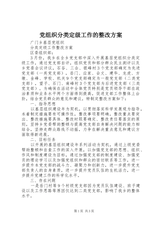 党组织分类定级工作的整改实施方案 