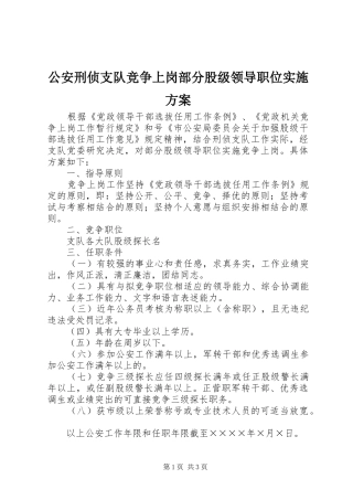 公安刑侦支队竞争上岗部分股级领导职位方案 
