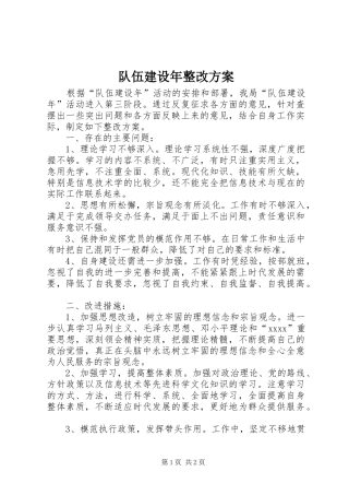 队伍建设年整改实施方案 