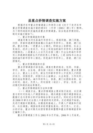 县重点侨情调查方案 