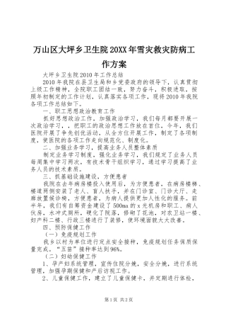 万山区大坪乡卫生院20XX年雪灾救灾防病工作实施方案 (5)