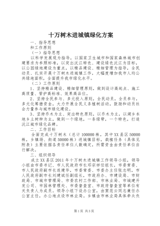 十万树木进城镇绿化实施方案 