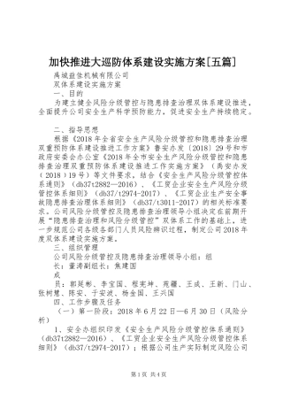 加快推进大巡防体系建设方案[五篇] 