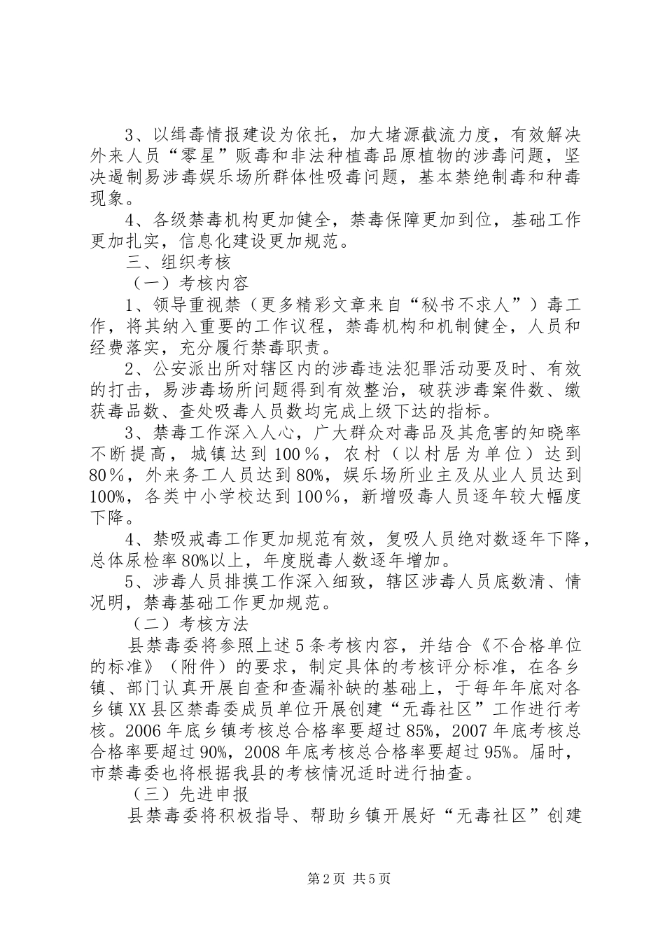 XX年XX年创建无毒社区工作实施方案 _第2页